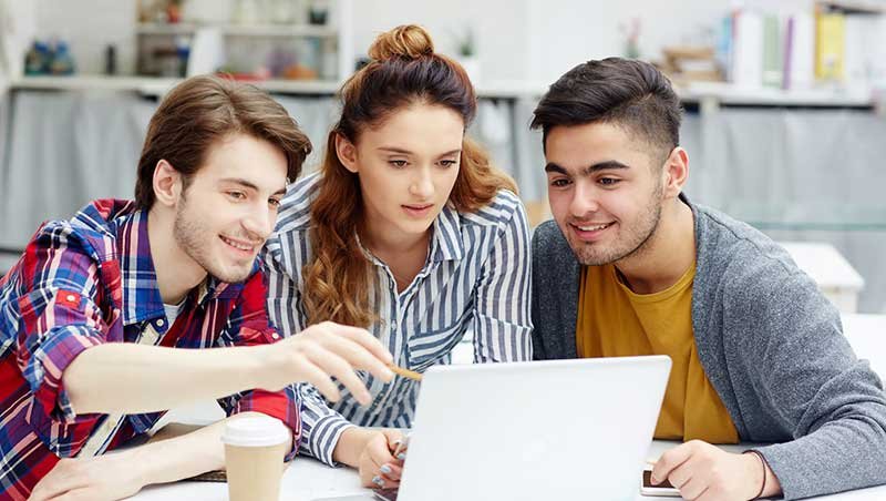 Students learning together at the institute